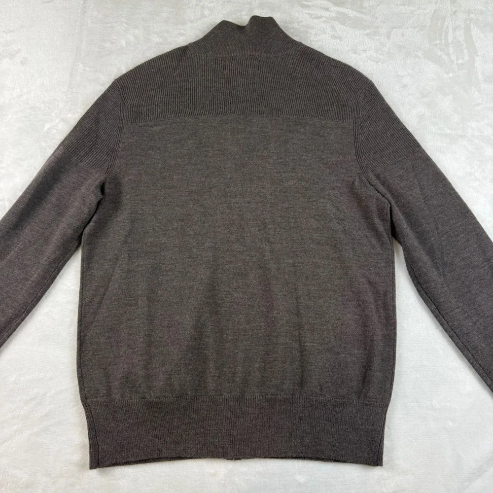 Banana Republic Wool Blend Full Zip Sweater Mens S Brown Mock Neck